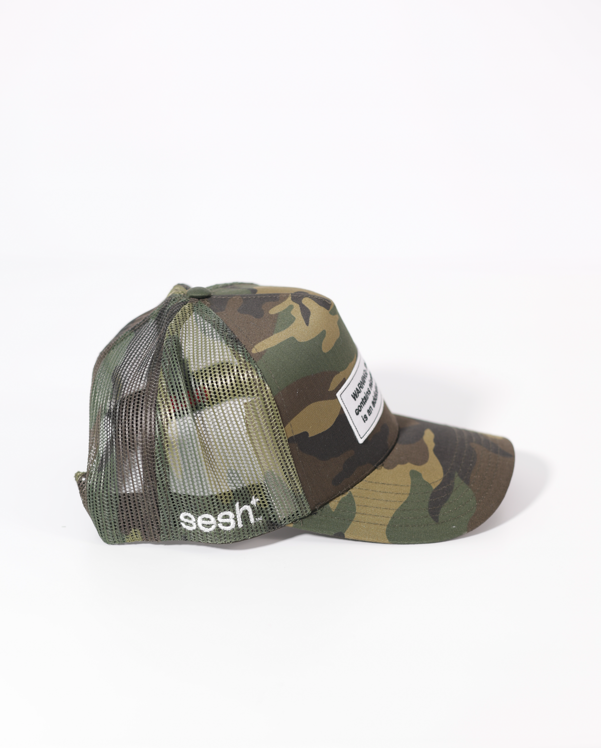 Camo Sesh+ Warning Label Hat